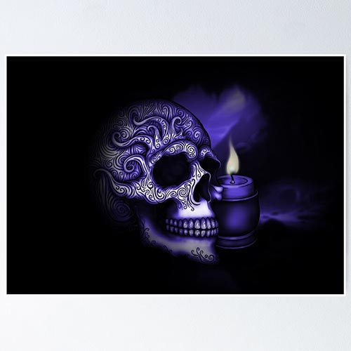 a gothic looking skull and candle digital drawing