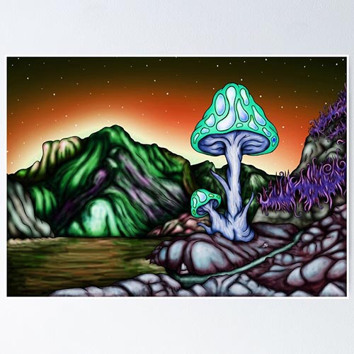 fantasy landscape with a giant mushroom