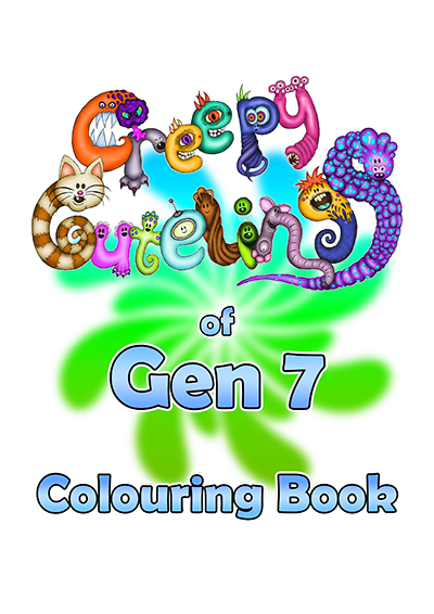 cover image for the creepy cutelings of Gen 7 colouring book