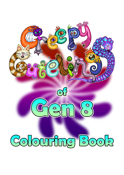 cover image for the creepy cutelings of Gen 8 colouring book