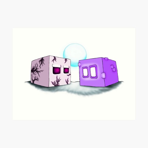 2 cute cartoon square creatures