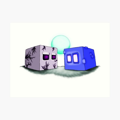 2 cute cartoon square creatures