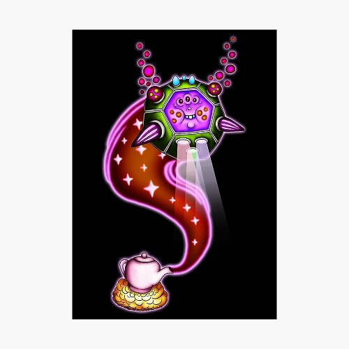 weird teapot genie cartoon character