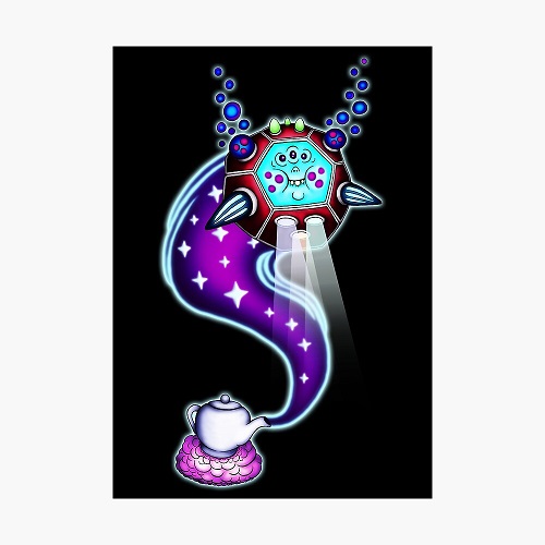 weird teapot genie cartoon character