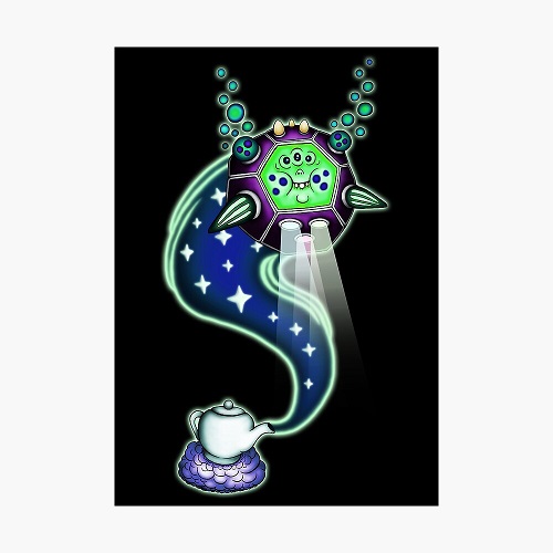 weird teapot genie cartoon character