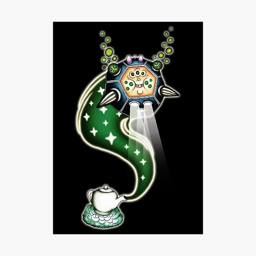 weird teapot genie cartoon character