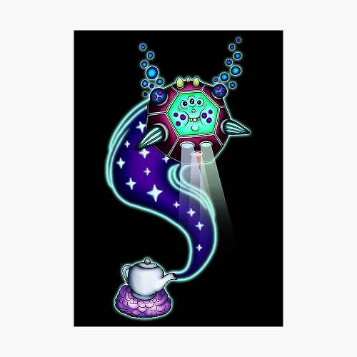 weird teapot genie cartoon character