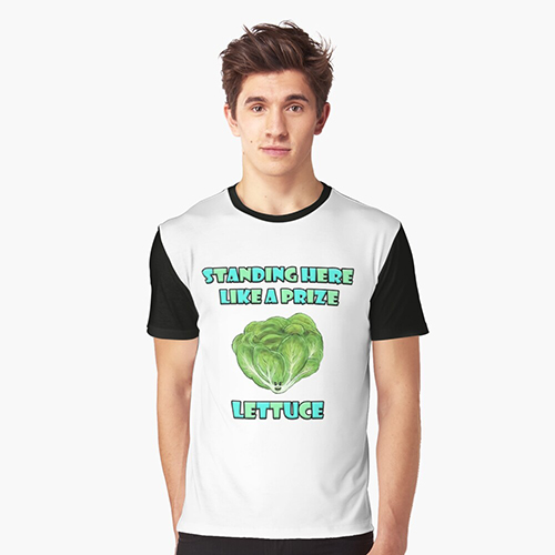 One of my vegetable design drawings featured on a standing here like a T-shirt