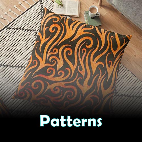 flame swirl design on cushion cover image for patterns category